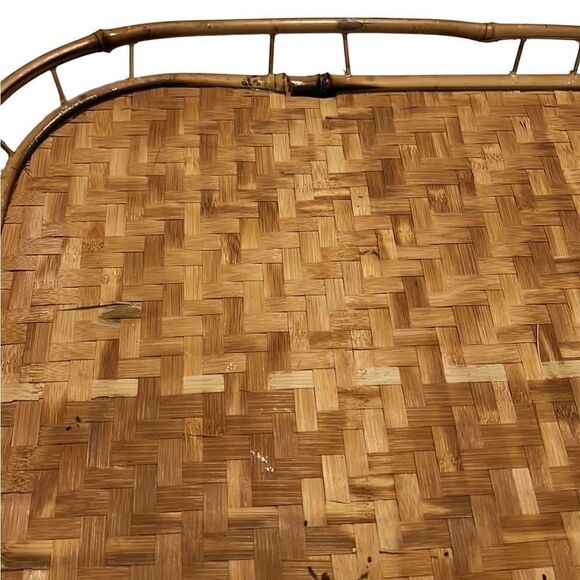 Rattan Bamboo Tan Woven Tray Size 18.5 x 13 Inches - Picture 3 of 7